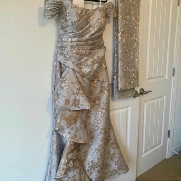 Montage by Mon Cheri M905 Brocade Floral Gown - Picture 5 of 8